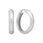 Sterling Silver Tube 31mm Hoop Earrings