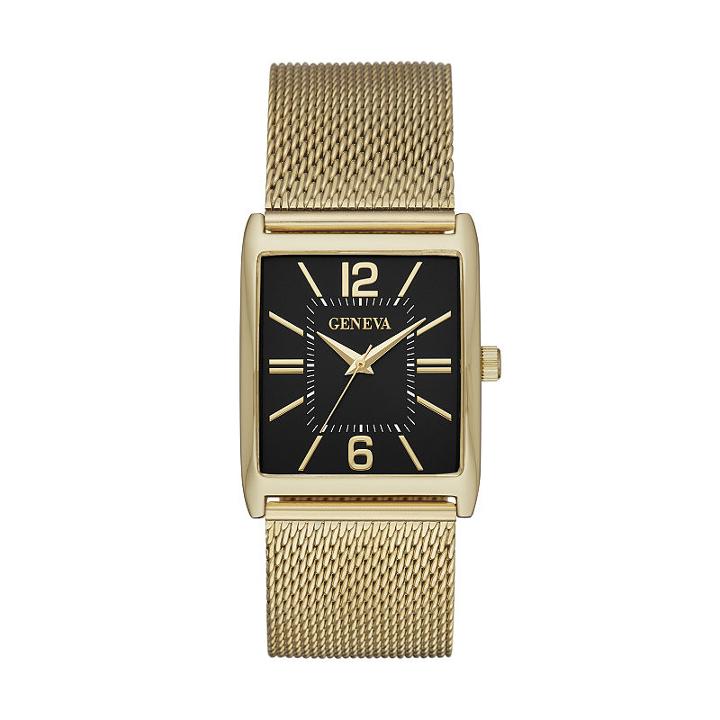 Geneva Mens Gold Tone Strap Watch-fmdjm583