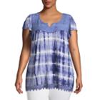 Unity World Wear Short Sleeve Lace Trim Tye-dye Tee - Plus