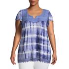 Unity World Wear Short Sleeve Lace Trim Tye-dye Tee - Plus