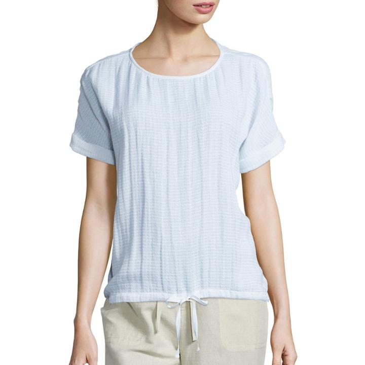 Liz Claiborne Roll-cuff Texture Drawstring Top