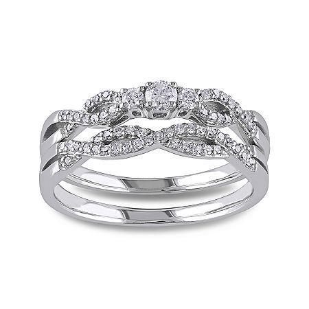 1/3 Ct. T.w. Diamond 10k White Gold Twist Bridal Ring Set