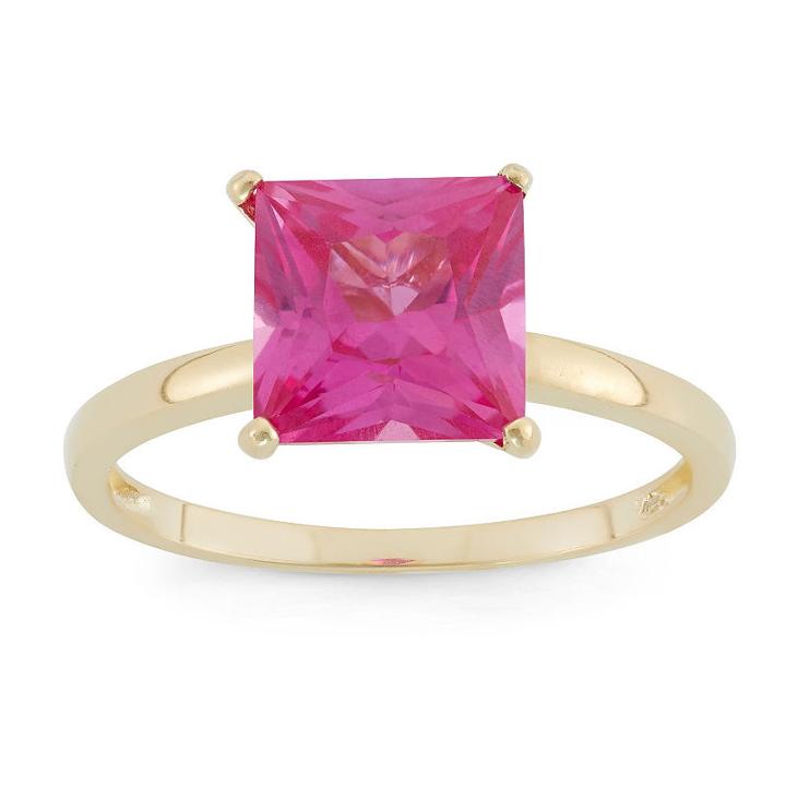 Womens Sapphire Pink 10k Gold Solitaire Ring