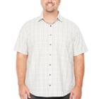 Van Heusen Short Sleeve Traveler Air Plaid Short Sleeve Plaid Button-front Shirt-big And Tall