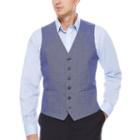 Stafford Linen Cotton Mid Blue Herringbone Vest-classic