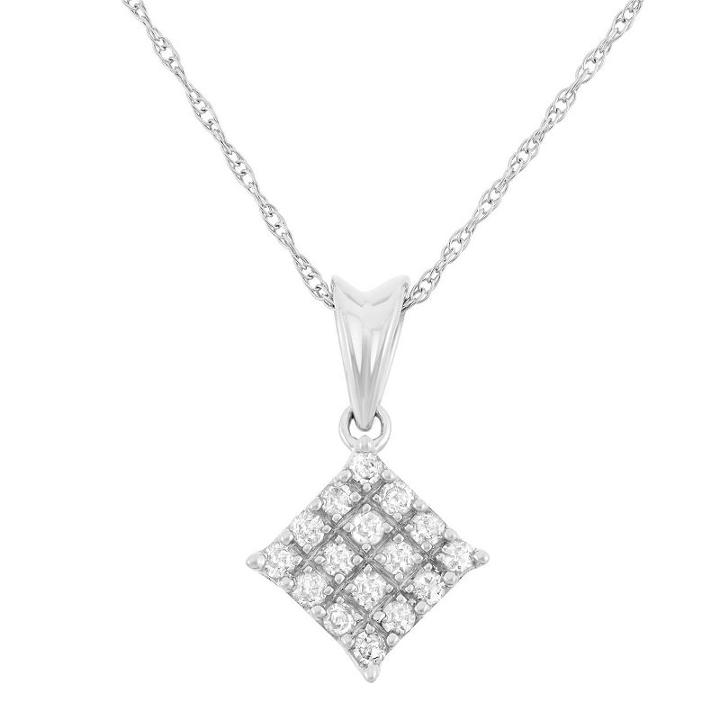 Womens 1/5 Ct. T.w. Genuine White Diamond Pendant Necklace