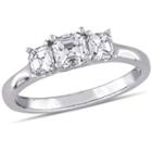 Love Lives Forever Womens 1 Ct. T.w. Asscher White Diamond 14k Gold 3-stone Ring