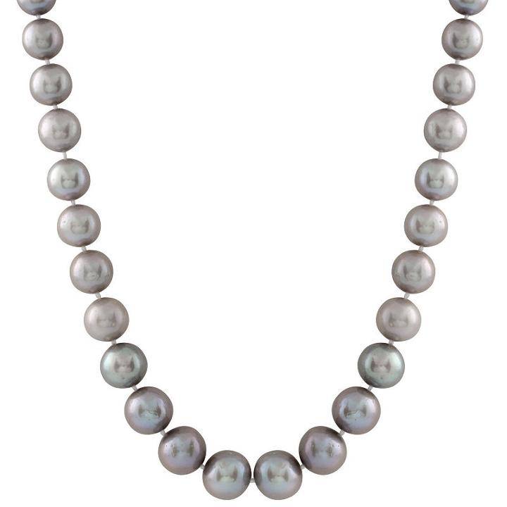 Womens 10mm Gray Cultured Freshwater Pearls Strand Necklace