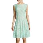 Danny & Nicole Sleeveless Lace Vertical Seam Fit-and-flare Dress