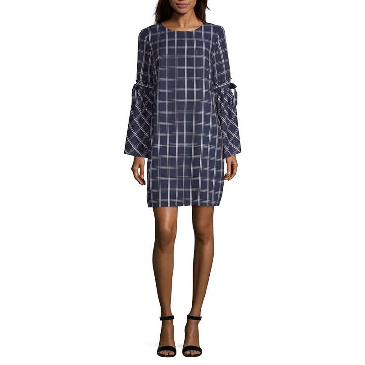 Weslee Rose Long Sleeve Checked Fit & Flare Dress