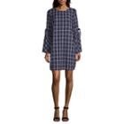 Weslee Rose Long Sleeve Checked Fit & Flare Dress