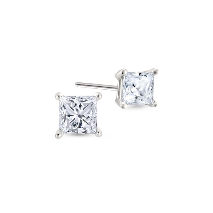 1/4 Ct. T.w. Princess White Diamond Platinum Stud Earrings
