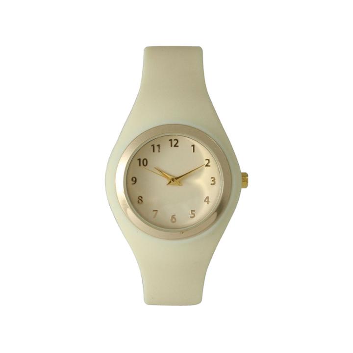 Olivia Pratt Womens Gold-tone Cream Silicone Strap Watch 15310s
