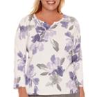 Alfred Dunner Copenhagen 3/4-sleeve Floral Sweater - Plus