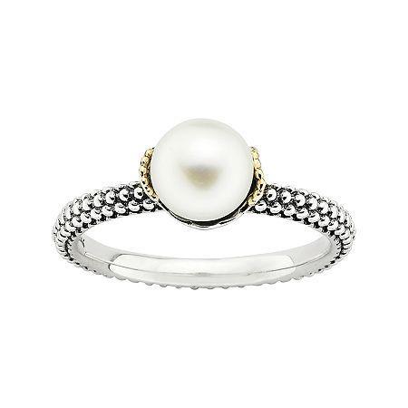 Personally Stackable Cultured Freshwater Pearl Two-tone Stackable Ring