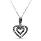 Swarovski Womens Black Marcasite Heart Pendant Necklace