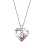 Lab-created Pink Sapphire Mother's Heart Pendant Necklace