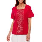 Alfred Dunner Short Sleeve Square Neck T-shirt-womens