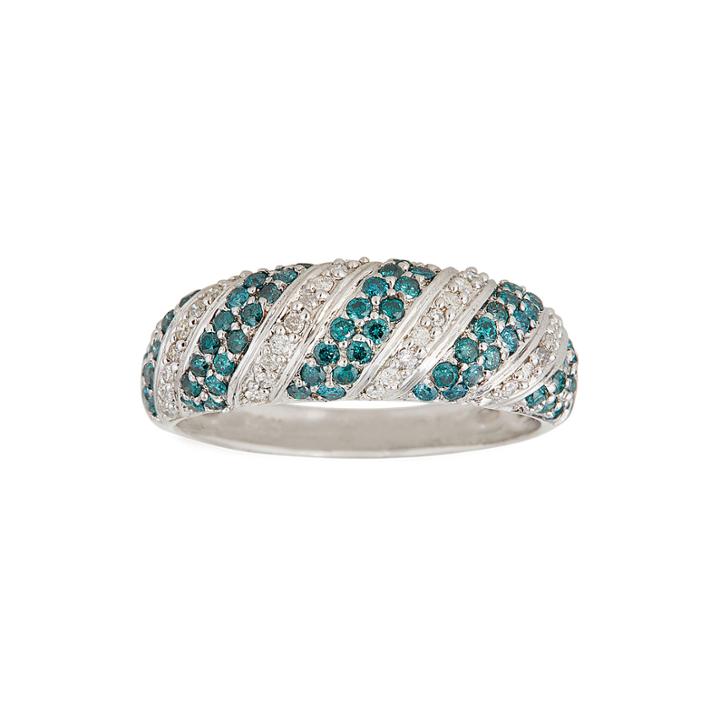 Limited Quantities 1/2 Ct. T.w. White And Color-enhanced Blue Diamond Band
