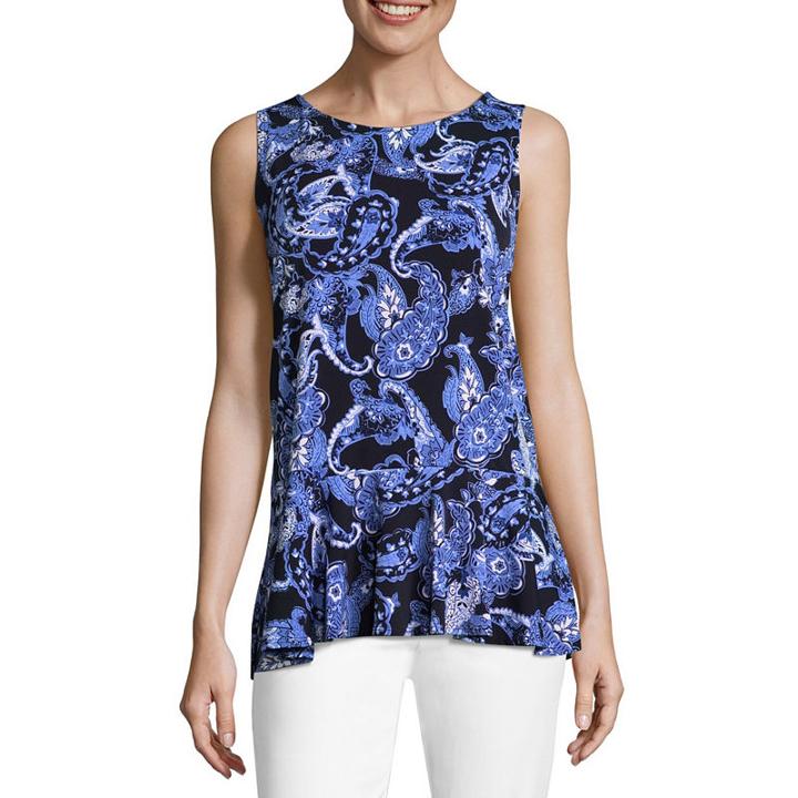 Liz Claiborne Sleeveless Flounce Shell - Tall