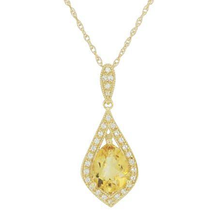 14k Gold-plated Silver Citrine & White Sapphire Pendant Necklace