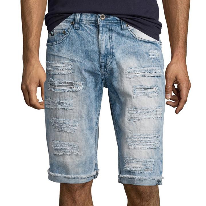 Southpole Ripped Slim-fit Denim Shorts