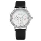 So & Co Ny Womens Madison Leather Casual Mother Of Pearl & Crystal Day And Date Quartz Watch J159p60