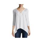 Almost Famous Elbow-sleeve Lace-up Sharkbite Top - Juniors