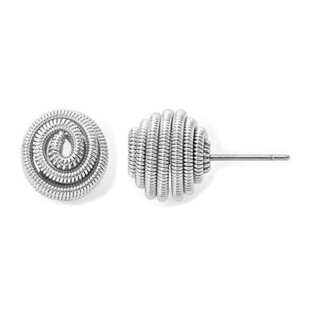 Monet Silver-tone Button Stud Earrings