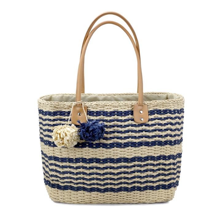 Olivia Miller Poppy Multi Striped Straw Tote Bag