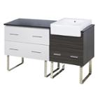 60.75-in. W Floor Mount White-dawn Grey Vanity Setfor 3h4-in. Drilling Black Galaxy Top
