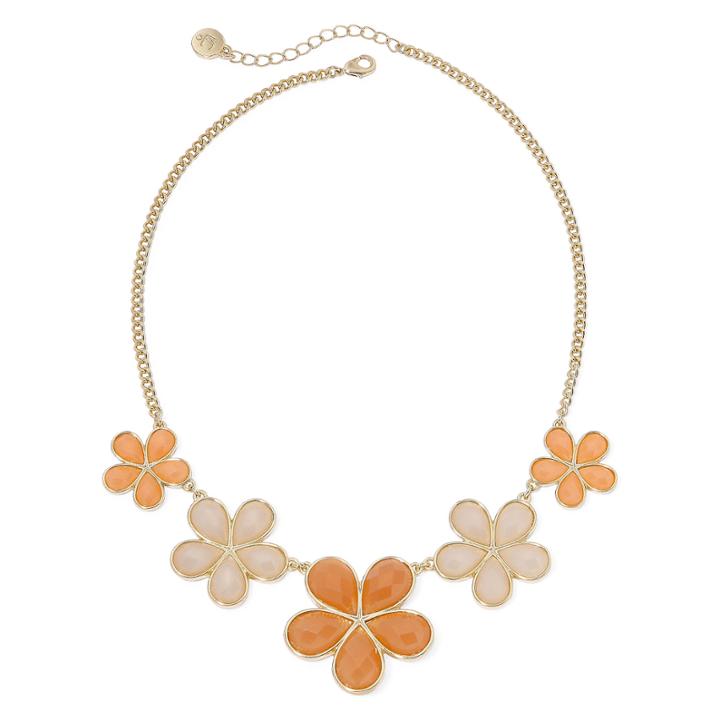 Liz Claiborne Oversized Peach Stone Gold-tone Collar Necklace