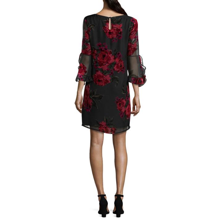 Luxology 3/4 Sleeve Floral Sheath Dress
