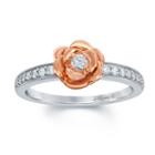 Enchanted Disney Fine Jewelry 1/5 C.t.t.w. Diamond 10k White & 10k Rose Gold Over Silver Belle Rose Ring