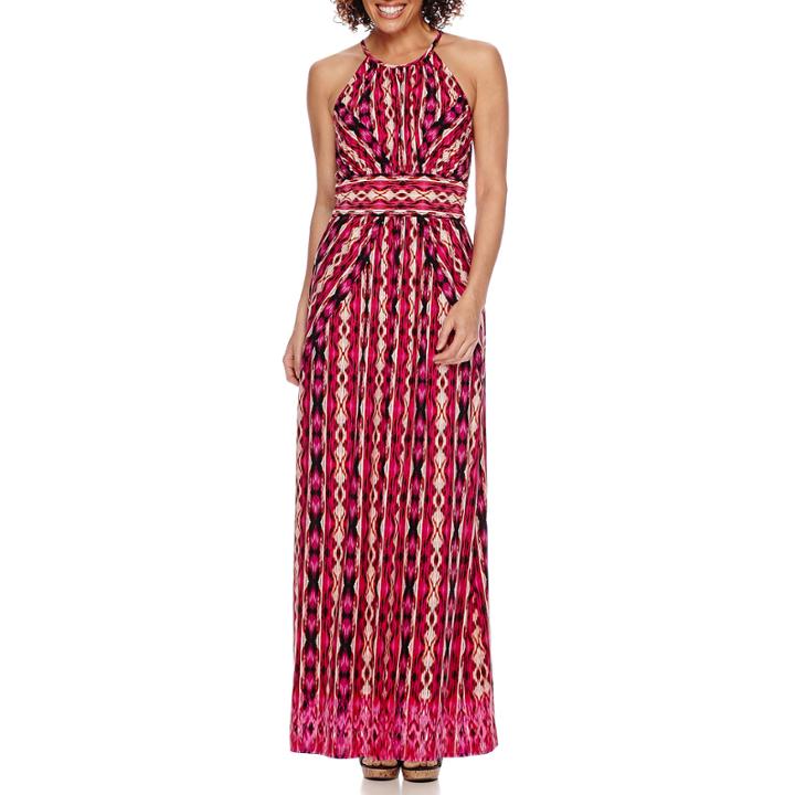 London Style Collection Sleeveless Halter Maxi Dress - Petite