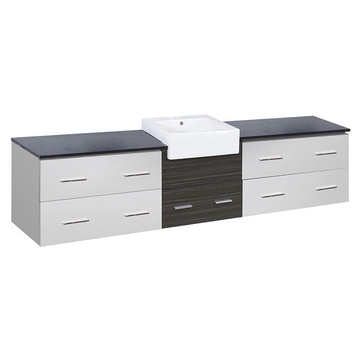 92.75-in. W 18-in. D Modern Wall Mount Plywood-melamine Vanity Base Set Only In White-dawn Grey