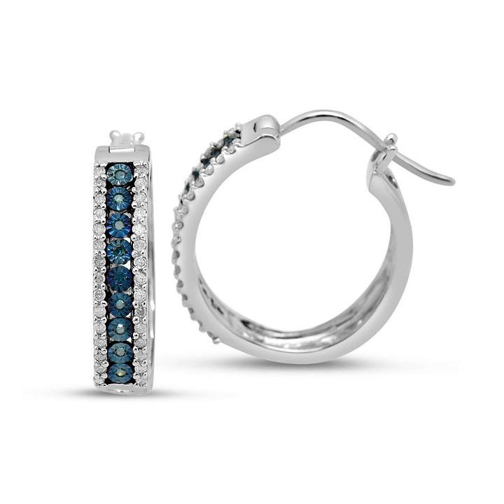 1/2 Ct. T.w. Genuine Blue Diamond Hoop Earrings