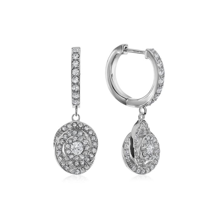 Diamond Glamour&trade; Diamond- And Crystal-accent Sterling Silver Swirl Drop Hoop Earrings