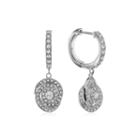 Diamond Glamour&trade; Diamond- And Crystal-accent Sterling Silver Swirl Drop Hoop Earrings