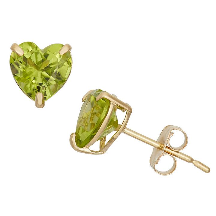 Genuine Green Peridot 10k Gold 6.1mm Stud Earrings