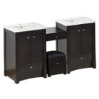 68.75-in. W Floor Mount Distressed Antique Walnutvanity Set For 1 Hole Drilling Bianca Carara Top Biscuit Um Sink