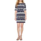 R & K Originals Elbow Sleeve Pattern Shift Dress-petite