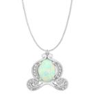 Enchanted Disney Fine Jewelry 1/10 Ct. T.w. Diamond And Lab-created Opal Sterling Silver Pendant Necklace