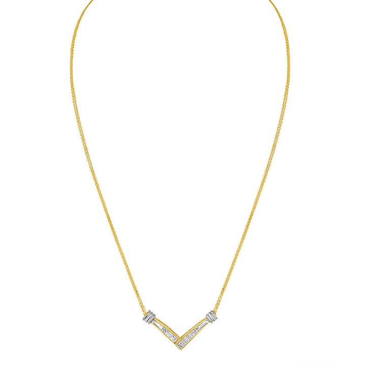 Womens 1/4 Ct. T.w. White Diamond 14k Two Tone Gold Pendant Necklace