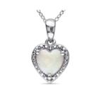 Heart-shaped Genuine Opal Sterling Silver Pendant Necklace