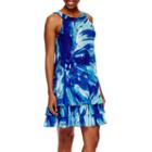 Studio 1 Sleeveless Halter Triple-tiered Shift Dress