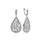 Diamond Glamour&trade; Diamond- And Crystal-accent Sterling Silver Pear-shaped Drop Earrings