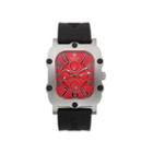Croton Mens Red Dial And Black Strap Watch
