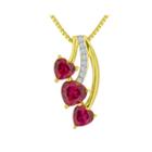 Lab-created Ruby & White Sapphire 14k Gold Over Sterling Silver Triple Heart Pendant Necklace