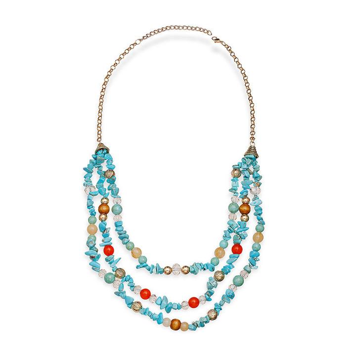 Mixit&trade; Gold-tone Simulated Turquoise 3-row Layered Necklace